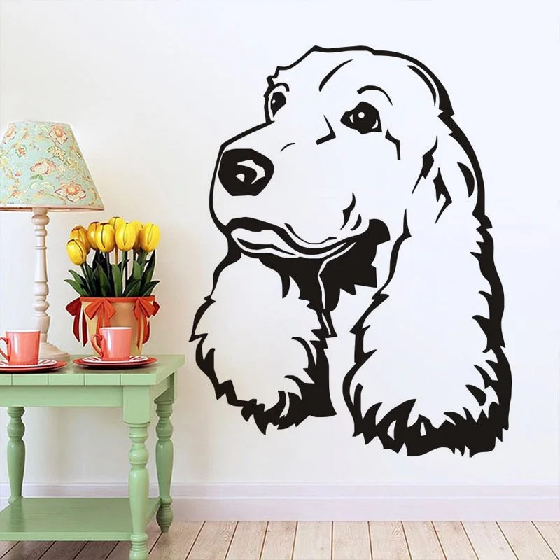 

Cocker Spaniel Removable Wall Decal Cute Puppy Dog Bedroom Mural Vinyl Sticker Pets Wall Sticker For Living Room Dogs Head Mural
