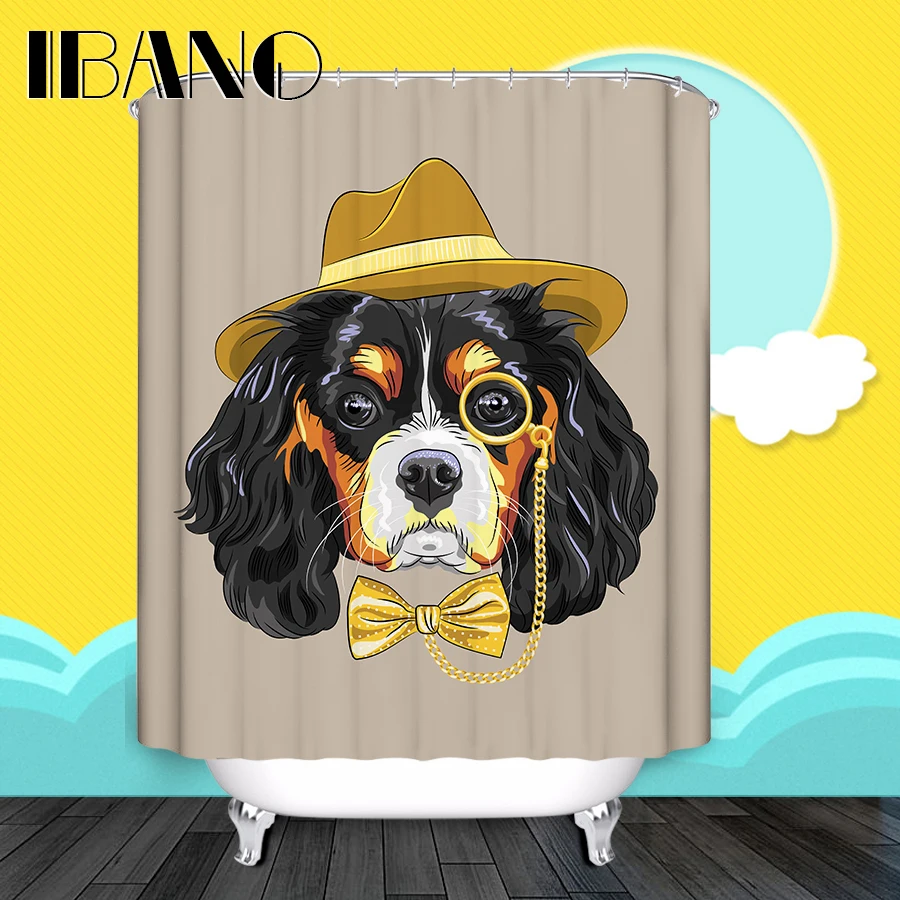 Dog Cartoon Shower Curtains Printing Custom Bath Curtain Waterproof