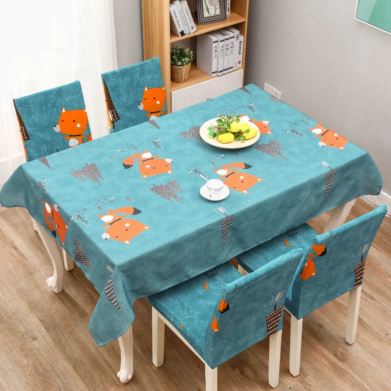 

Nordic Style Cartoon Rectangle Tablecloths Waterproof Dust-proof Kitchen Table Cloth Party Banquet Dining Room Home Decorative