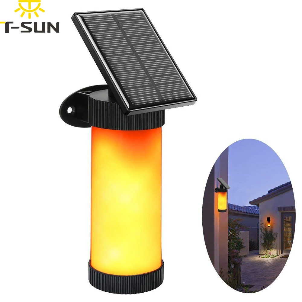 

T-SUNRISE LED Solar Sensor Light Outdoor Courtyard Garden Flame Light Waterproof Wall Lamp Perfect Festival Decorative Light