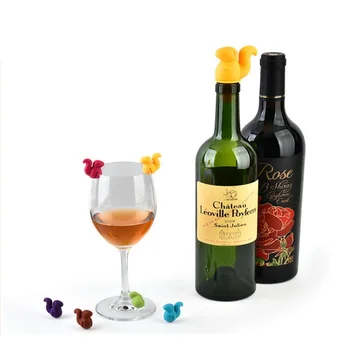 

7Pcs/Set Cartoon Squirrel Wine Bottle Stopper Glass Charms Plug Set Silicone Vacuum Sealed Beer Red Wine Cork Bottle Stopper Cap