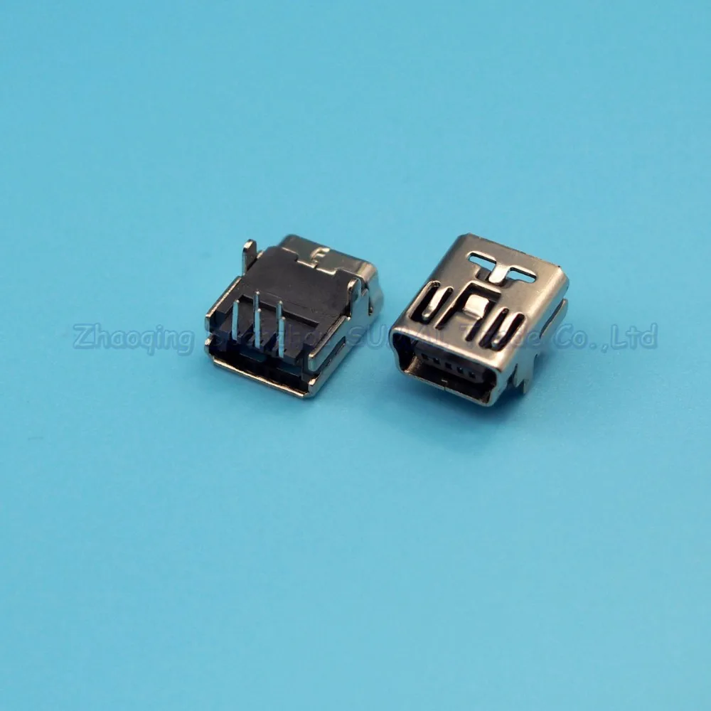 25 قطع 5 وعاء صغير usb mini usb أنثى مقبس 2 القدم 90 درجة 5pin البسيطة usb موصل