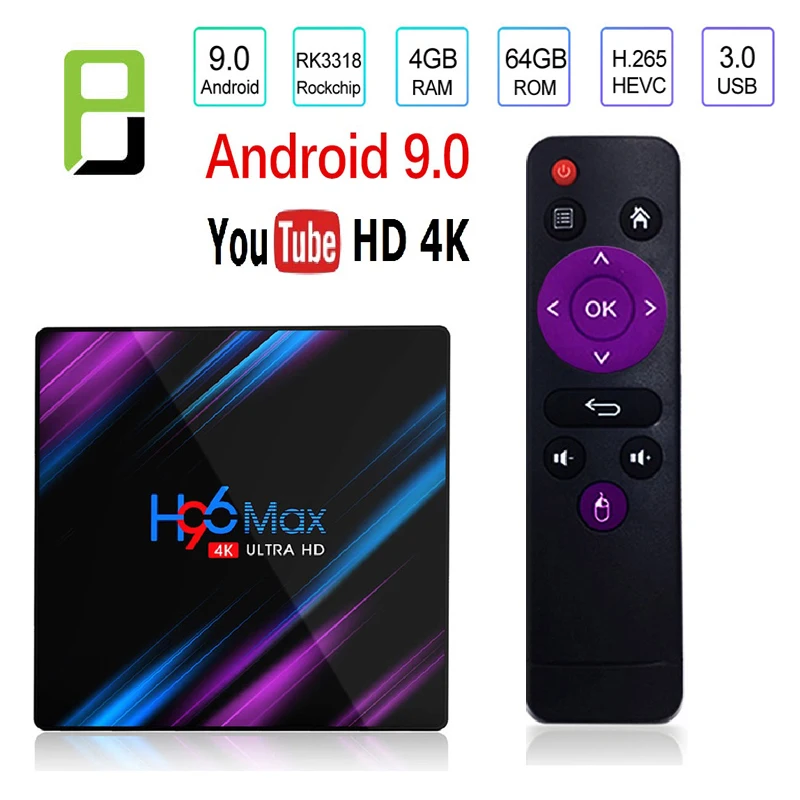 

2019 Hot H96 Max-3318 Android 9.0 TV Box H96 Max RK3318 4K 2.4G&5G Wifi BT4.0 H96Max 4GB 64GB Media Player Android Set Top Box