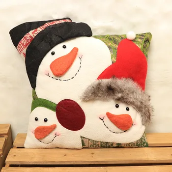

32cm Christmas Party Decoration Fluffy Soft Cartoon Cushion Snownman Santa Claus Elk Square Pillows Sofa Bed Decorative Pillow