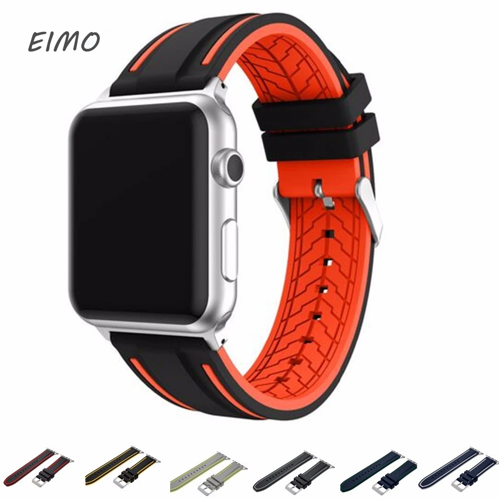 

EIMO sport Silicone strap For Apple Watch band 42 mm/38 rubber Buckle Bracelet for iwatch replacement Soft Silicone Accessories