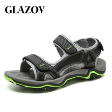 GLAZOV/Лидер продаж; Новинка; модная летняя пляжная Мужская обувь для отдыха; кожаные сандалии высокого качества; большие размеры; мужские сандалии; размеры 38-45