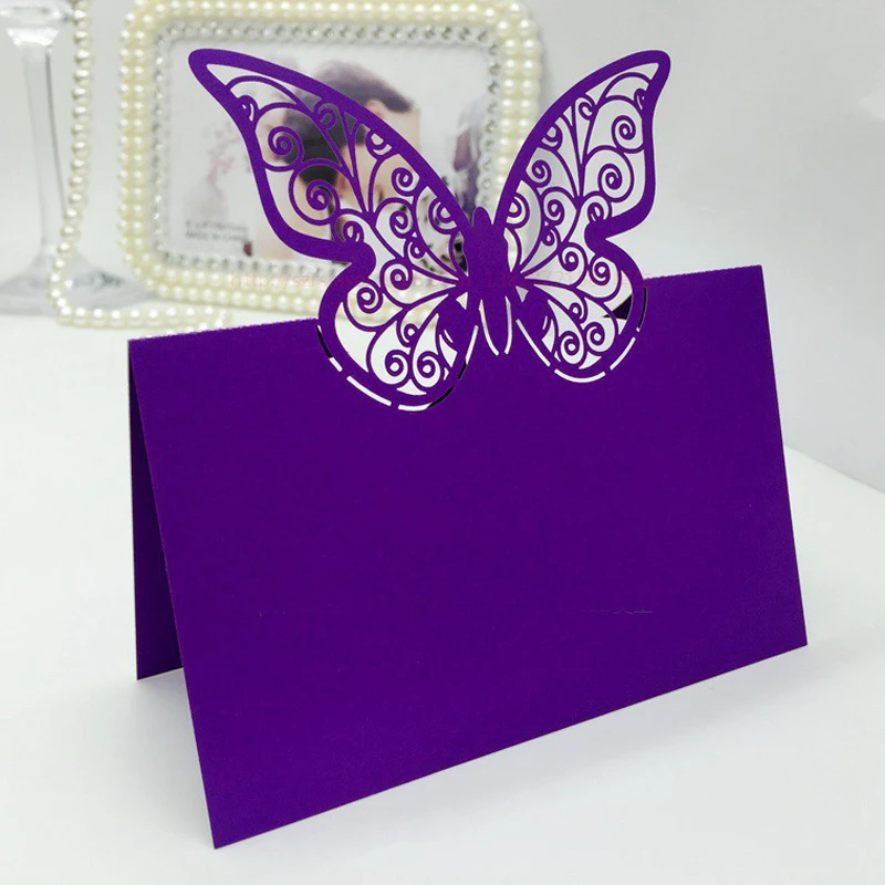 50pcs Butterfly Laser Cut Table Name Place Cards Favor Name Message Setting Card Baby Shower Wedding Birthday Party Supplies (3)