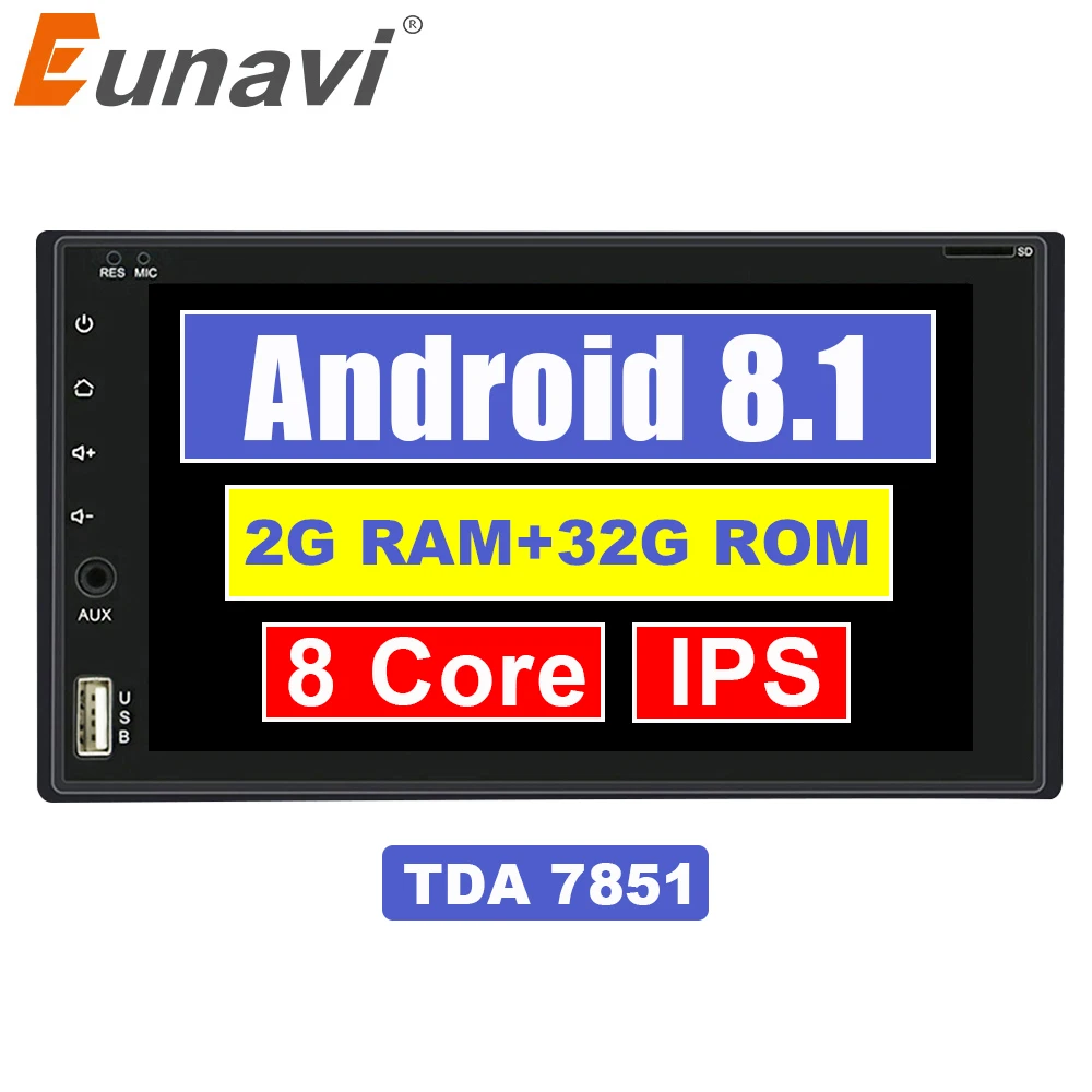 Eunavi Восьмиядерный 2 Din универсальный 170*96 мм Android 8 1 автомобильная стереосистема 2din