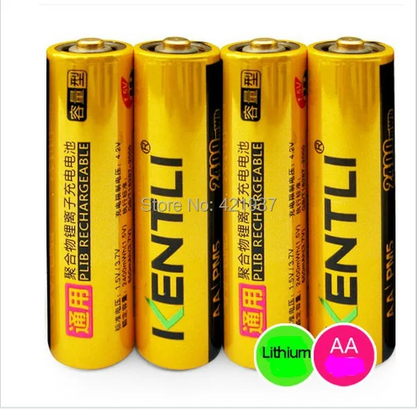 KENTLI 4 шт./лот мощный литий-ионный Аккумулятор AA 1 5 В 2400 мАч перезаряжаемый