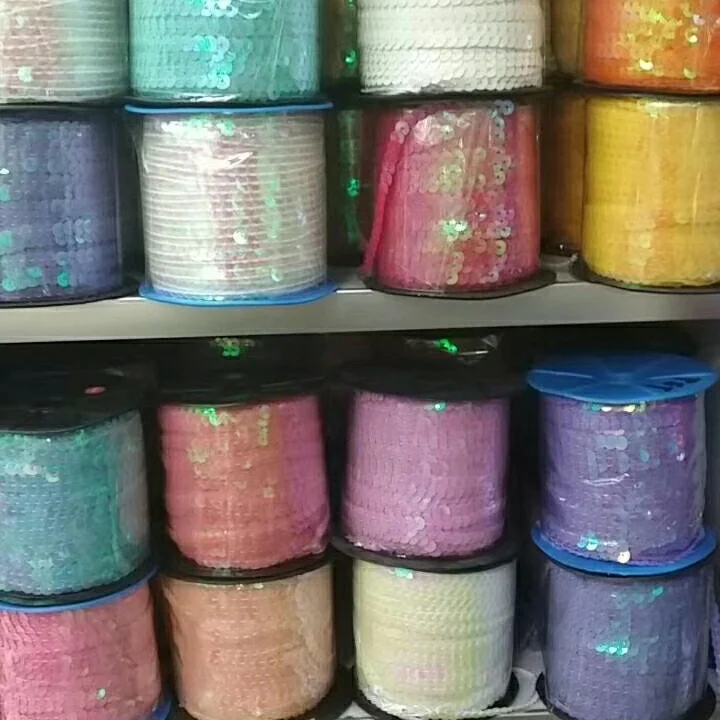 

wholesale 6mm flat round glitter sequins rolls, 100rolls/color,100yards/roll, please choose color from color chart