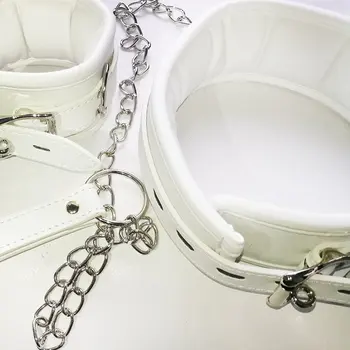 Thierry Luxury Soft white Bondage Restraints Handcuffs Collar Wrist Ankle Cuffs for Fetish Erotic Adult Games Couple Sex Product 3