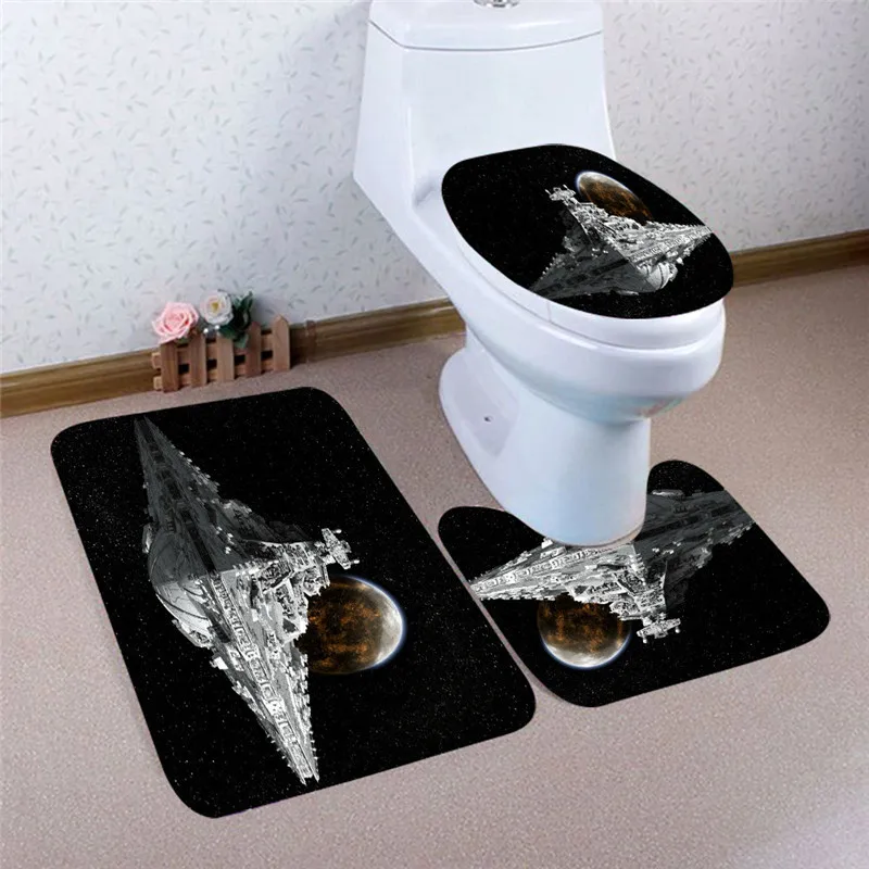 

Bathroom Mat Set 3PCS Bathroom Non-Slip Pedestal Rug + Lid Toilet Cover + Bath Mat Set tappeto bagno in microfibra #40