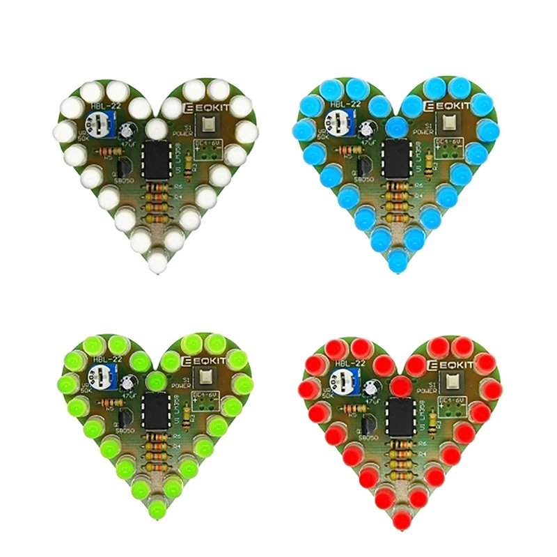 

Red White Blue Green DIY Heart Shape Breathing Lamp Kit Electronic Kit DC4V-6V Module Board Production for Learning DIY Kit