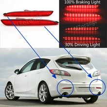 Buy 2Pcs 24 LED Rear Bumper Reflector Tail lights Brake lights Running Turning Lamps For Mazda 3 2010-2013 Stop lamps Free Shipping