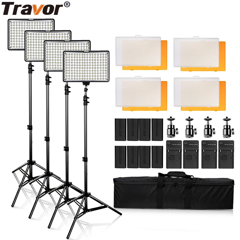 

4 in 1 video light Studio Lighting Kit High Power Panel Digital Camera DSLR Camcorder LED light Video with 4 light stand