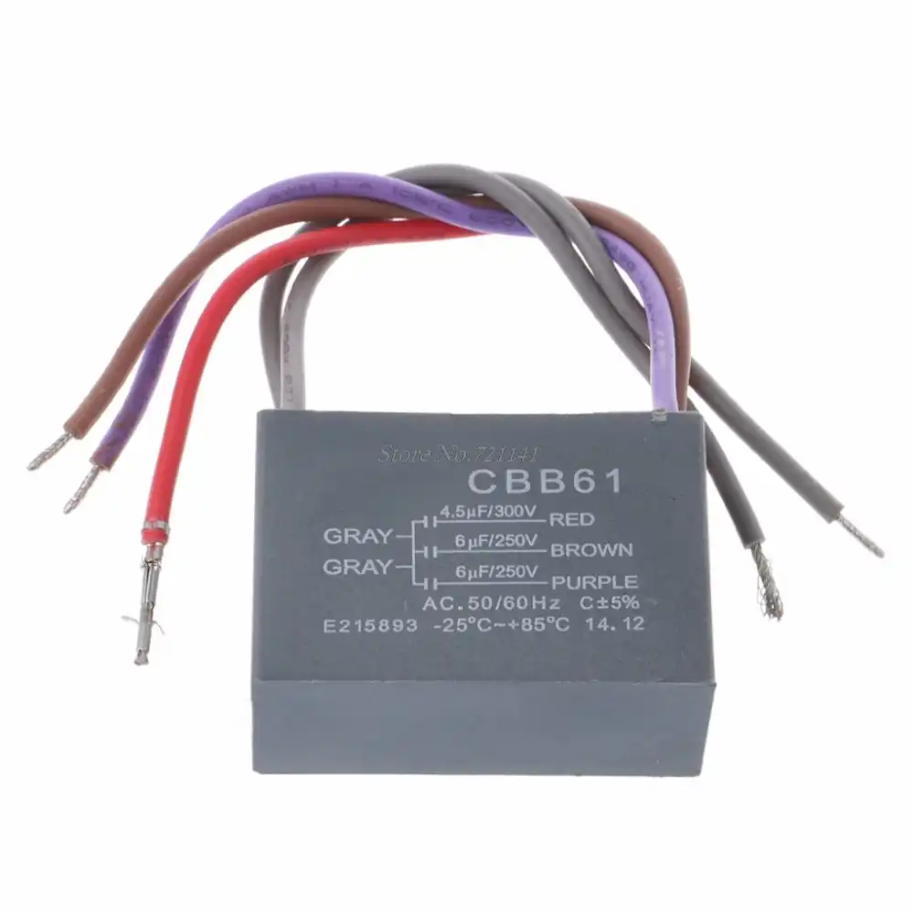 CBB61 Ceiling Fan Capacitor - 5uf + 6uf + 4.5uf 5-Wire Replacement For Fan Speed Control 6 thumbnail image