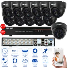 Owsoo 16ch Полный CIF 800TVL безопасности Камера Системы сети цифрового видео Регистраторы DVR 12 шт. Крытый Инфракрасный doom Камера CCTV комплект