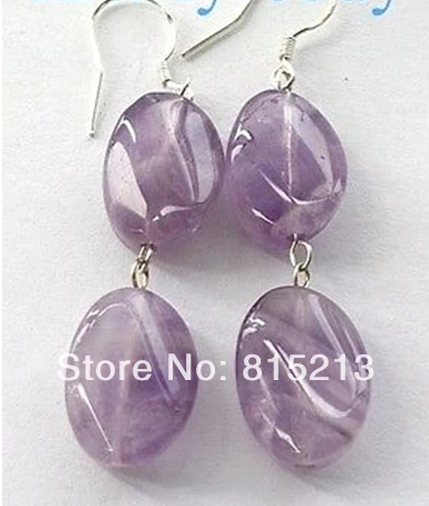 

HOT SELL - wb00419 16mm Natural Amethyst Earrings 925 Silver -Top quality free shipping