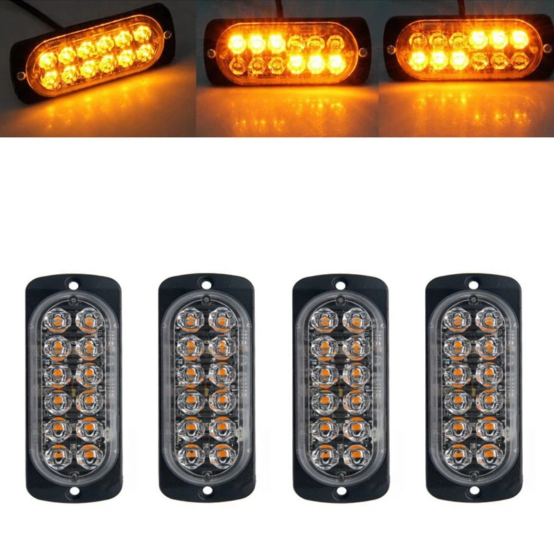 4 шт. 12 Led Янтарная вспышка мигающий аварийный стробоскоп для автомобиля