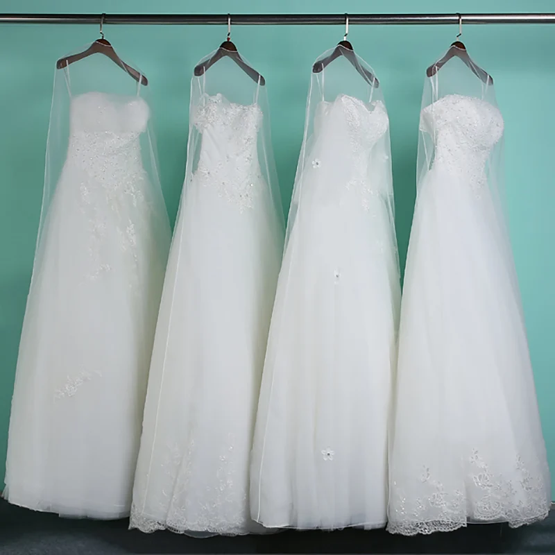 

Long 160cm 180cm Transparent Soft Tulle Dust Cover for Home Clothes Wedding Dress Garment Bridal Gown Protector Mesh Yarn FN001