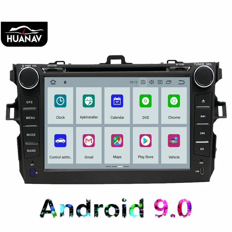 Excellent Newest Android9.0 Car DVD player GPS navigation For Toyota Corolla 2007-2013 car Radio player Multimedia head uint tape recorder 1