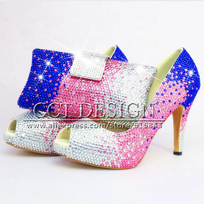 White Pink Blue Rhinestone Wedding High Heels Sexy Women ... White Pink Blue Rhinestone Wedding High Heels Sexy Women ...