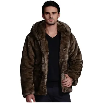 

Black Hooded Warm Faux Mink Fur Coat Mens Leather Jacket Men Overcoat Autumn Winter Thermal Outerwear