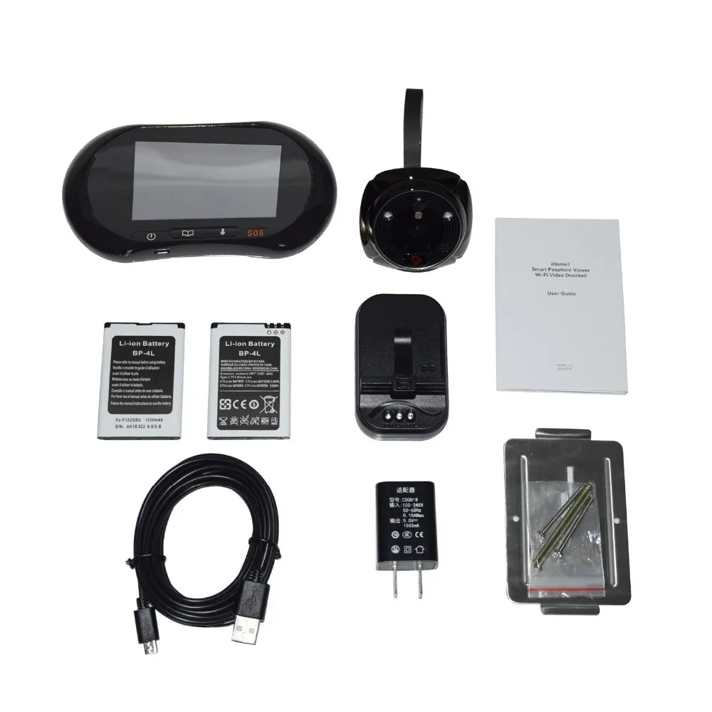 WiFi Digital Peephole Door Viewer - Willful 3.7" LCD Touch Screen Front Door Peephole Camera Wifi Doorbell with Intercom Black