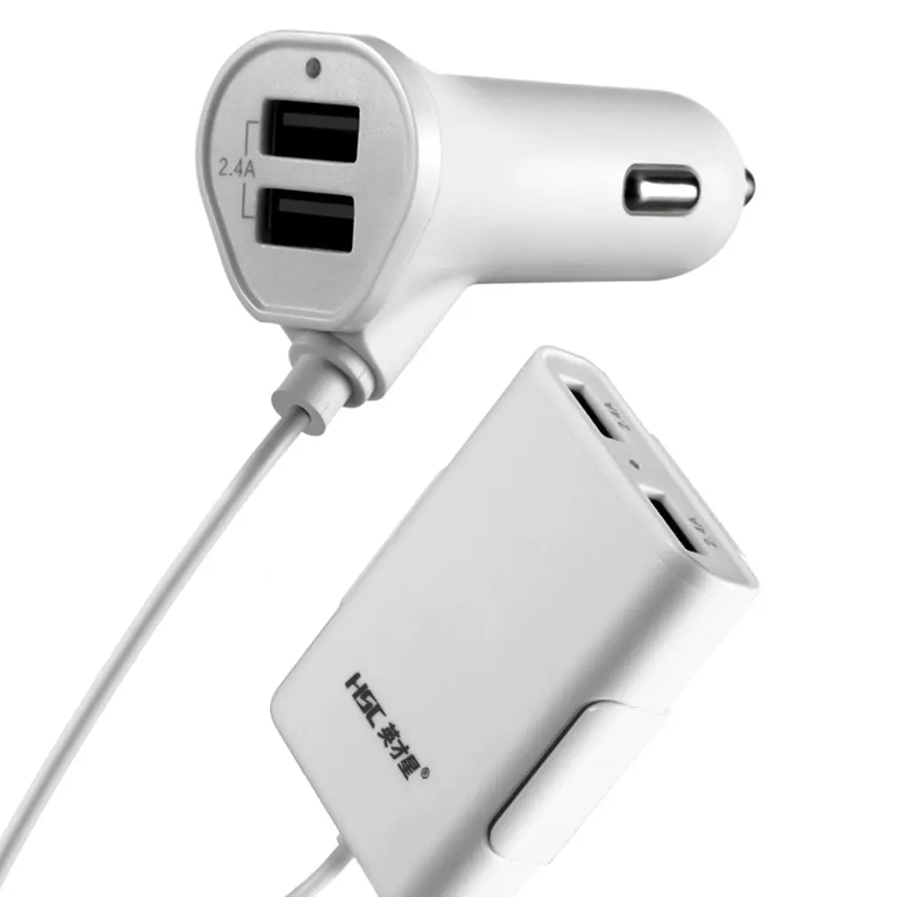 4.8A 4 порта USB удлинитель автомобильное зарядное устройство Универсальный