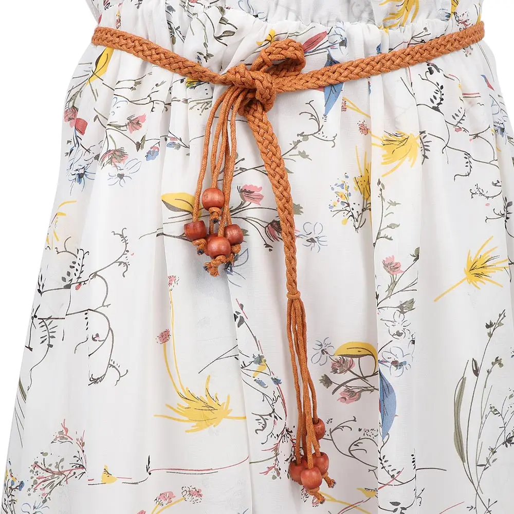 

1Pc Fashion Women Knotted Belts Knitted Braided Beaded Tassels Belt Thin Waist Rope Belts Clothes Accessories
