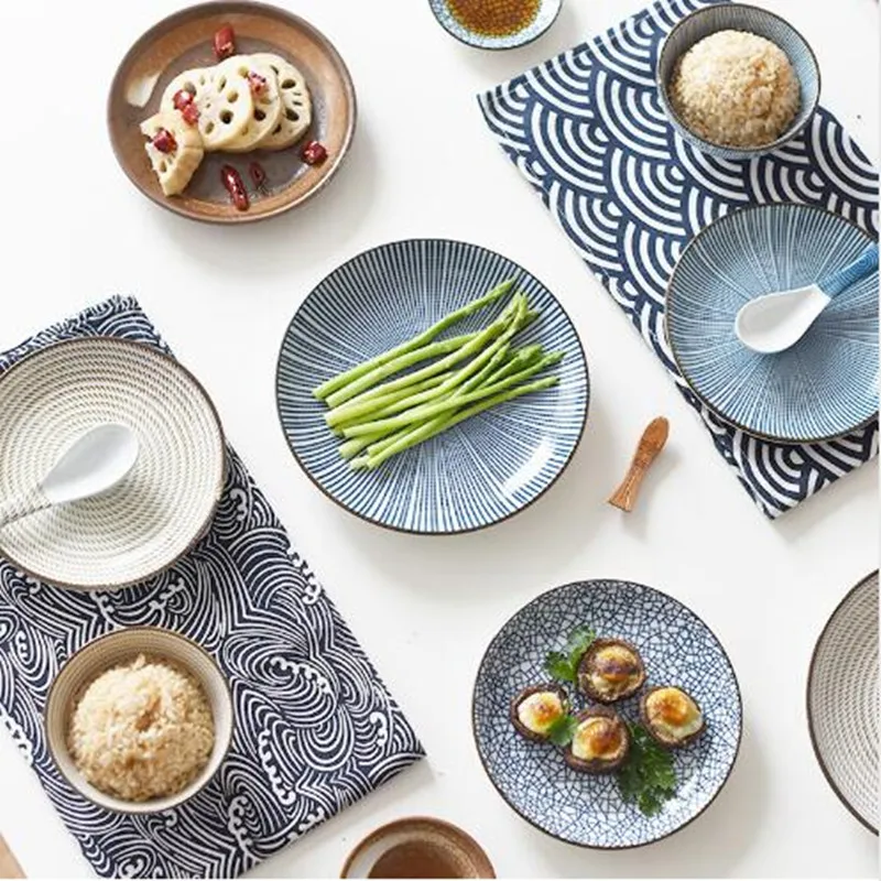 KINGLANG Japanese Style Ceramic Plate Sauce Dish Fruit Dessert Plate Classical Sushi Rice Bowl T