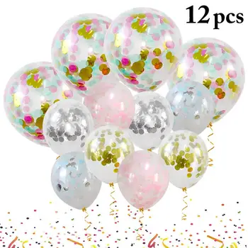 

12Pcs Confetti Party Balloons Transparent Chrome Metallic Colors Inflatable Air Balls Globos Birthday Party Decor Rated based on