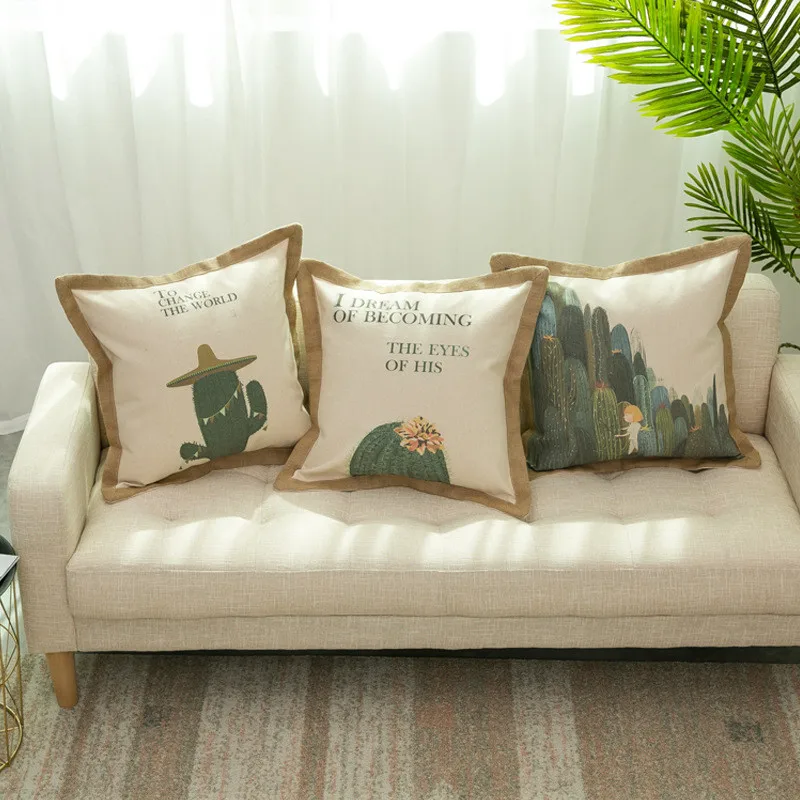 

American Cushion Cover Cartoon Cactus Parrot Throw Personalized Pillow Case Home Sofa Cushions Decor 50x50cm Case Cojine