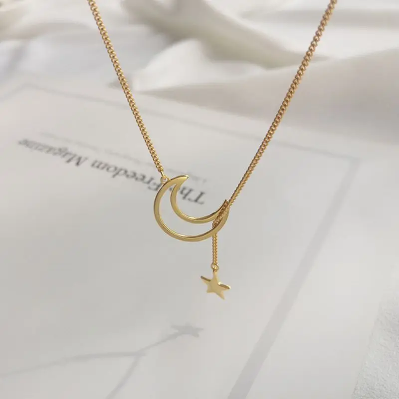 

PINJEAS handmade star moon necklace female stars moon clavicle chain new accessories