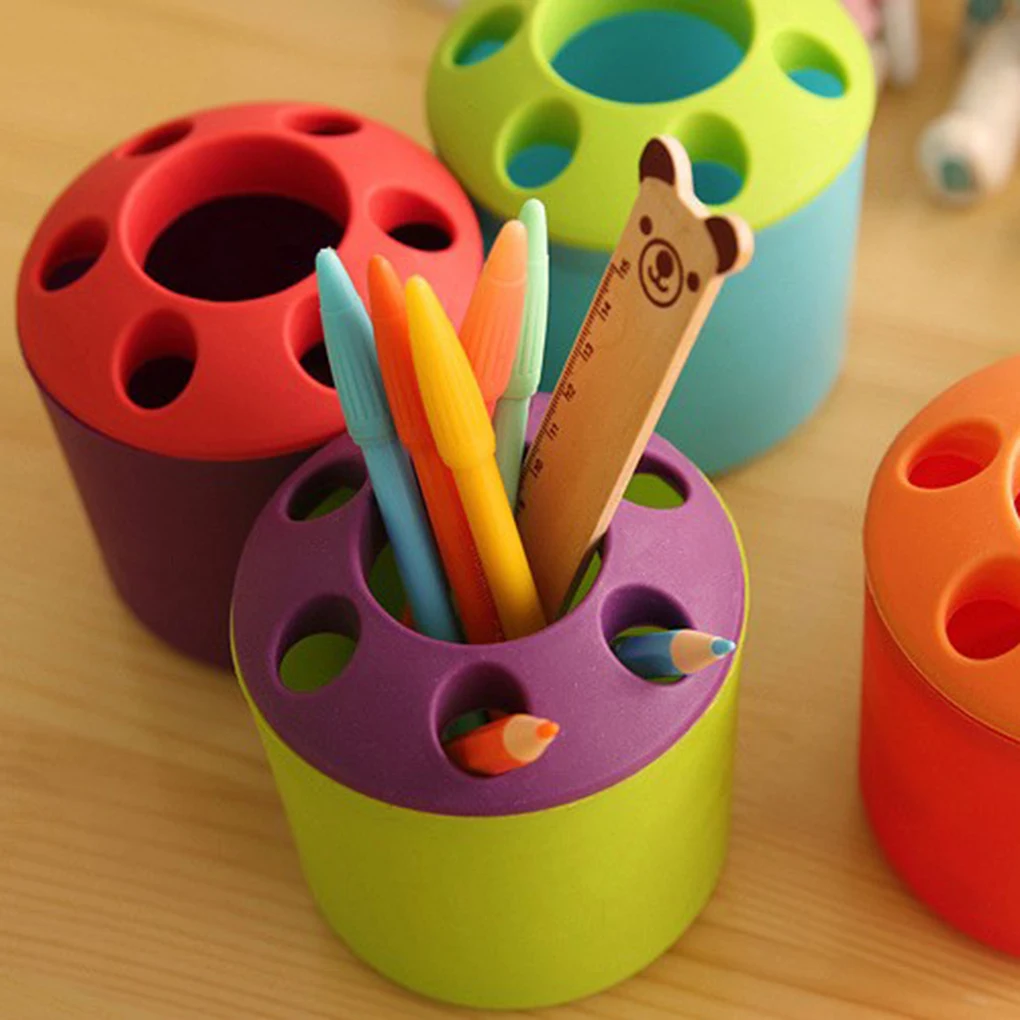 

Multifunctional 6 Holes Plastic Bathroom Toothbrush Box Pens Pencil Storage Holder Makeup Brush Container