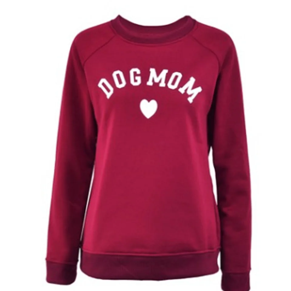Толстовка с надписью Dog Mom Poleron Mujer красный пуловер Черный свитшот большие размеры