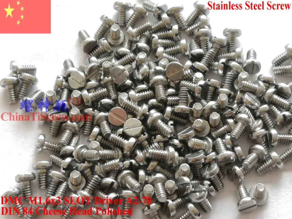 

Stainless Steel screws M1.6x3 DIN 84 Cheese head Slot Driver A2-70 ROHS 100 pcs