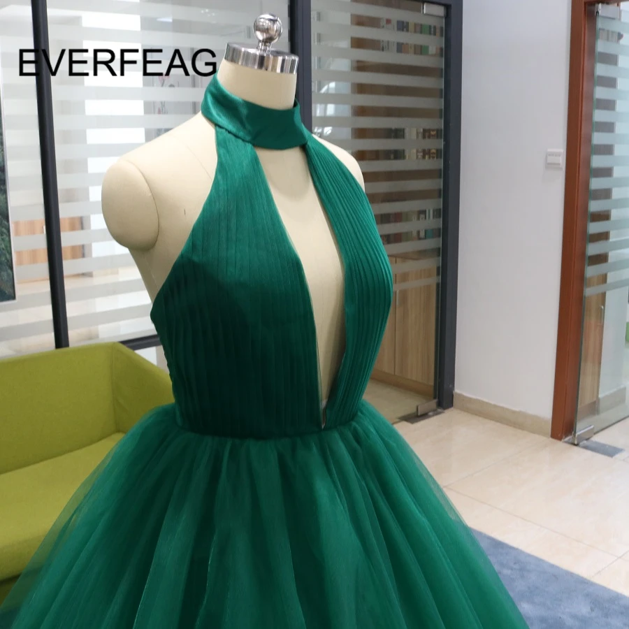 Очаровательные зеленые длинные платья для выпускного вечера сексуальные с открытой спиной Холтер Тюль платья принцессы Vestido De Formatura Формальные Вечерние