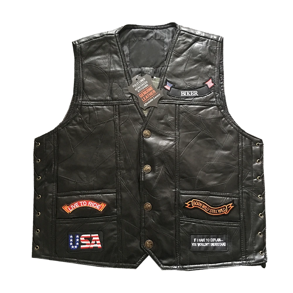 Motorcycle Jacket Mens Moto Vest Biker Sheepskin Leather Jacket Motorcycle Chaqueta Moto Veste Jaqueta Motoqueiro Giacca