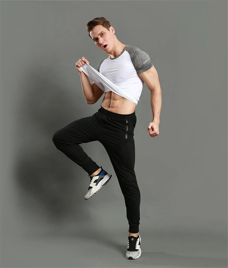 Быстросохнущие штаны для бега, Мужские штаны для фитнеса, для бега, мужские тренировочные спортивные Леггинсы, спортивная одежда, спортивные штаны для бодибилдинга