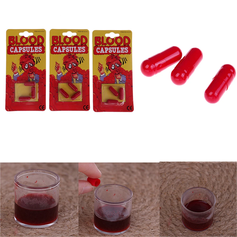 

9Pcs Fake Blood Pill Vampire Capsules Horror Funny Halloween Joke Prank Trick Joke Capsules