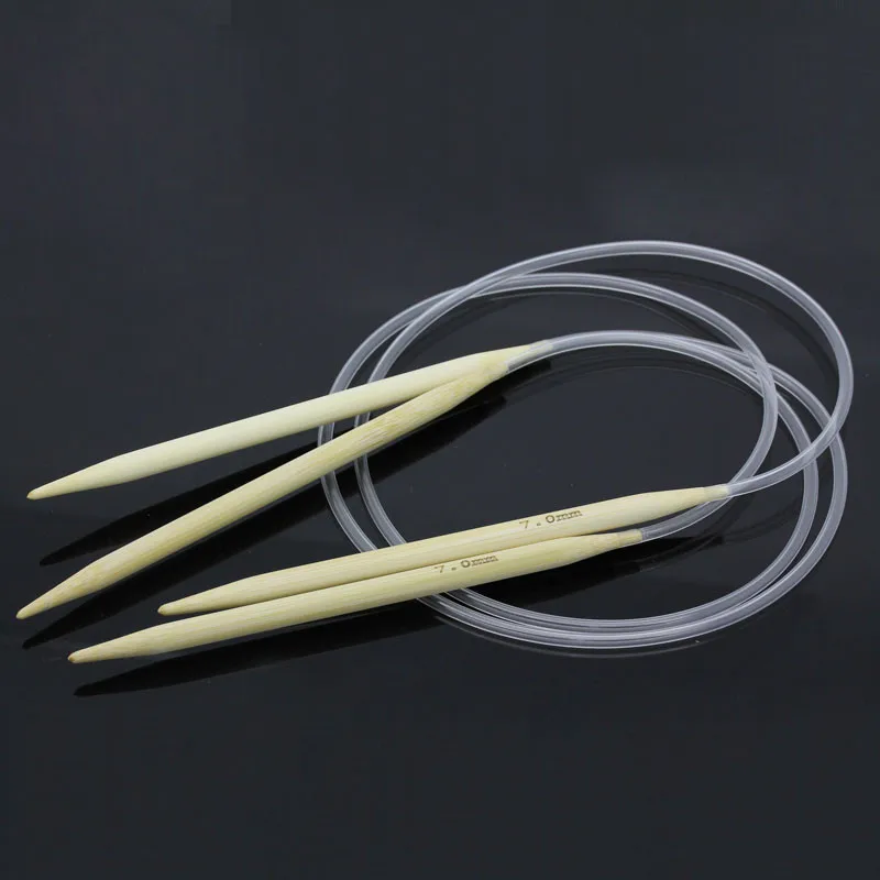 Doreenbeads 7 мм натурального бамбука круговой спицы для вязания прозрачной трубке крючком Крючки для Вязание свитер 80 см длинные, 1 пара