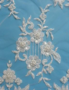 

Wedding lace for lace dress with pearl beads,wedding Lace trim,french Chantilly lace fabric
