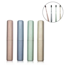 1 шт. Портативный Пшеничная солома зубная щетка с древесным углем Зубная щётка с чехол для путешествий Пары взрослых Рождественский подарок