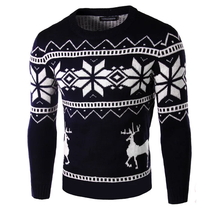 2019 Fashion Men Christmas Sweaters England Style Men Sweater Deer Pullovers Reindeer Sweater Slim O Neck Men Sweater