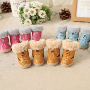 

Eyes Cute Pet Dog Clothes Winter Warm Shoes Cat Dog Boots With Fur Clothing For Dogs Chihuahua Teddy 4 pieces/lot XS-XL