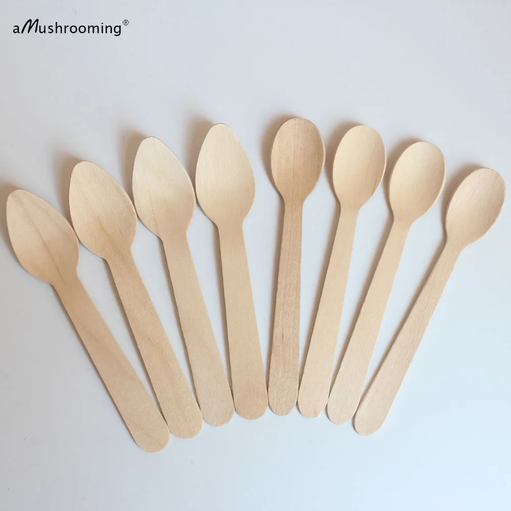 Wooden Disposable Wedding Party Flatware Spoons Wedding Cutlery Fruit