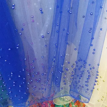 

2017 new design shinny African High Quality Net Lace,with sequins tulle mesh Lace Fabric have the beads for party dress