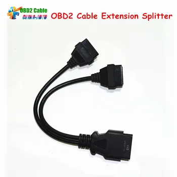 

50pcs/lot OBD2 Car Cable Extension Splitter 16 Pin Male to Dual Female OBD Cable DHL Free Shipping