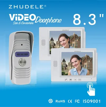 

ZHUDELE Top quality 8.3" Display Wired Video Door Phone Touch Key Doorbell Intercom & IR 700TVL HD Home Security CCD Camera 1V2